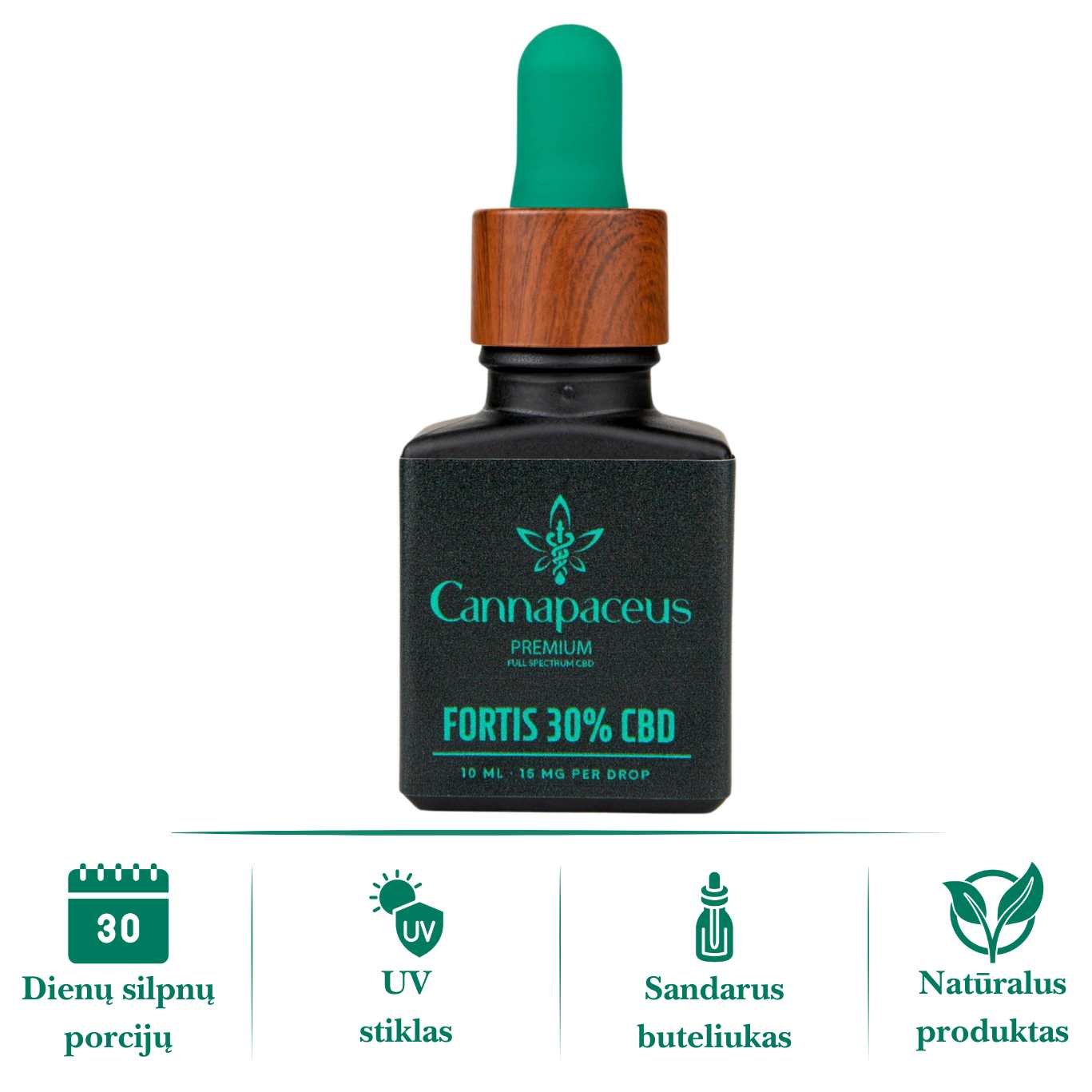 Cannapaceus CBD aliejus 30% – stiprus kanapių aliejus 10 ml buteliuke, natūralus CBD produktas su UV stiklu