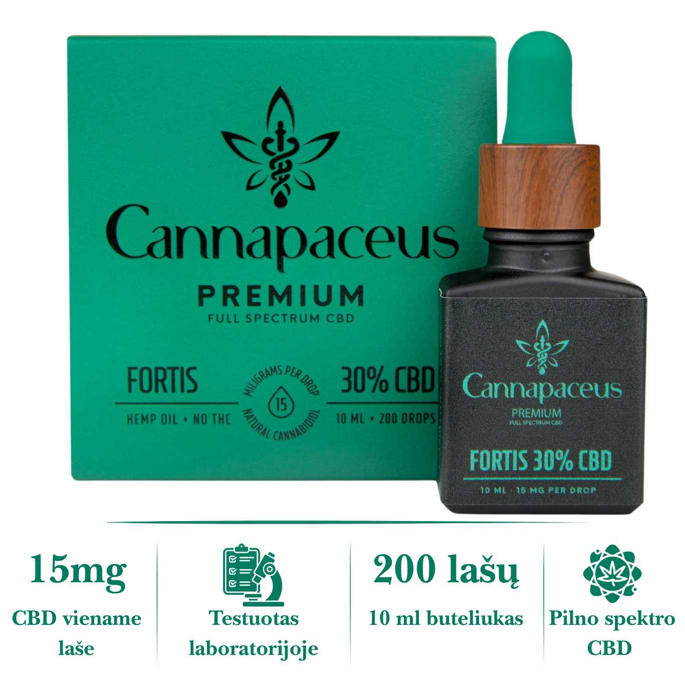 Cannapaceus stiprus CBD aliejus 30% – kanapių aliejus lašiukai 10 ml, pilno spektro CBD produktas testuotas laboratorijoje