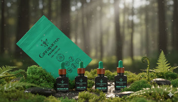 Cannapaceus CBD aliejai ir pleistrai. Gamtos apsuptyje.